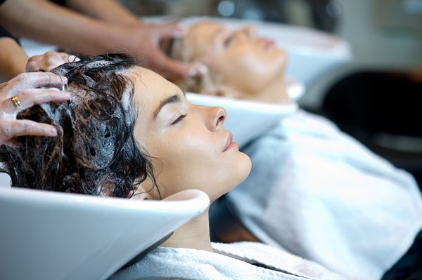 hair salon hair treatment with hairstylist