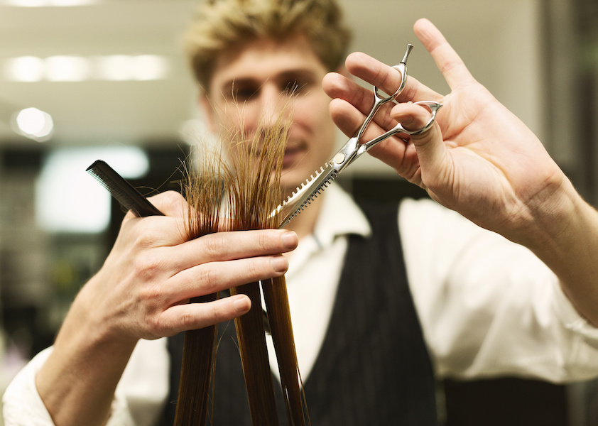 using thinning scissors to trim