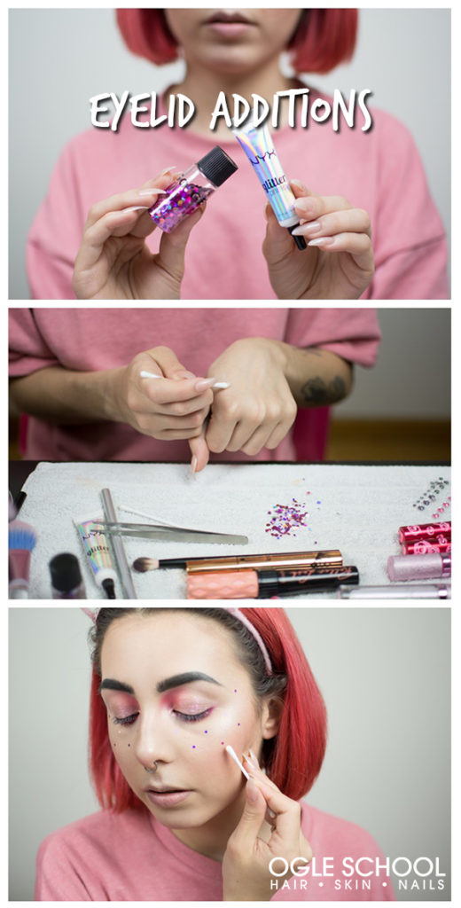 Eyelid Sequin, Glitter & Rhinestone Makeup How To Tips Cosmetology School & Beauty School in
