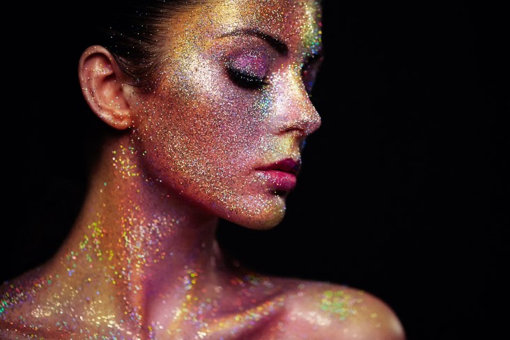 enhancing makeup with galaxy glitter  