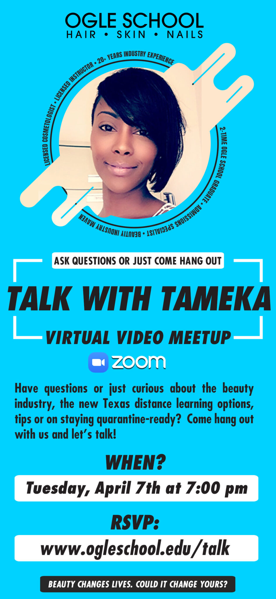 RSVP to the Ogle School Talk With Tameka Event Through This Page - Cosmetology  School & Beauty School in Texas - Ogle School