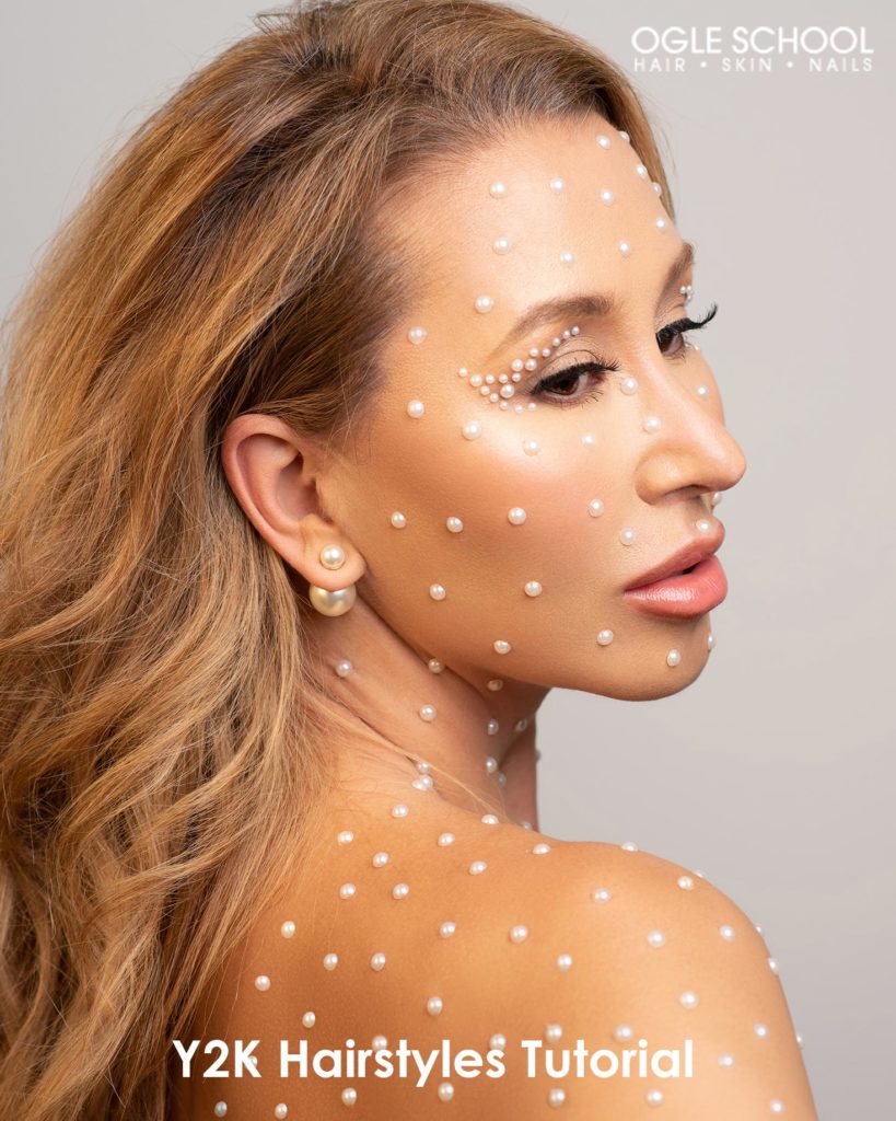Adhesive pearls face and shoulders