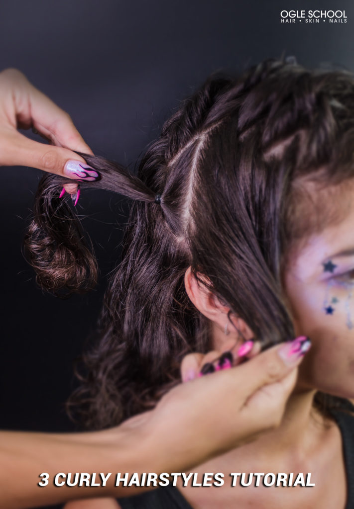 Tie hair into ponytail