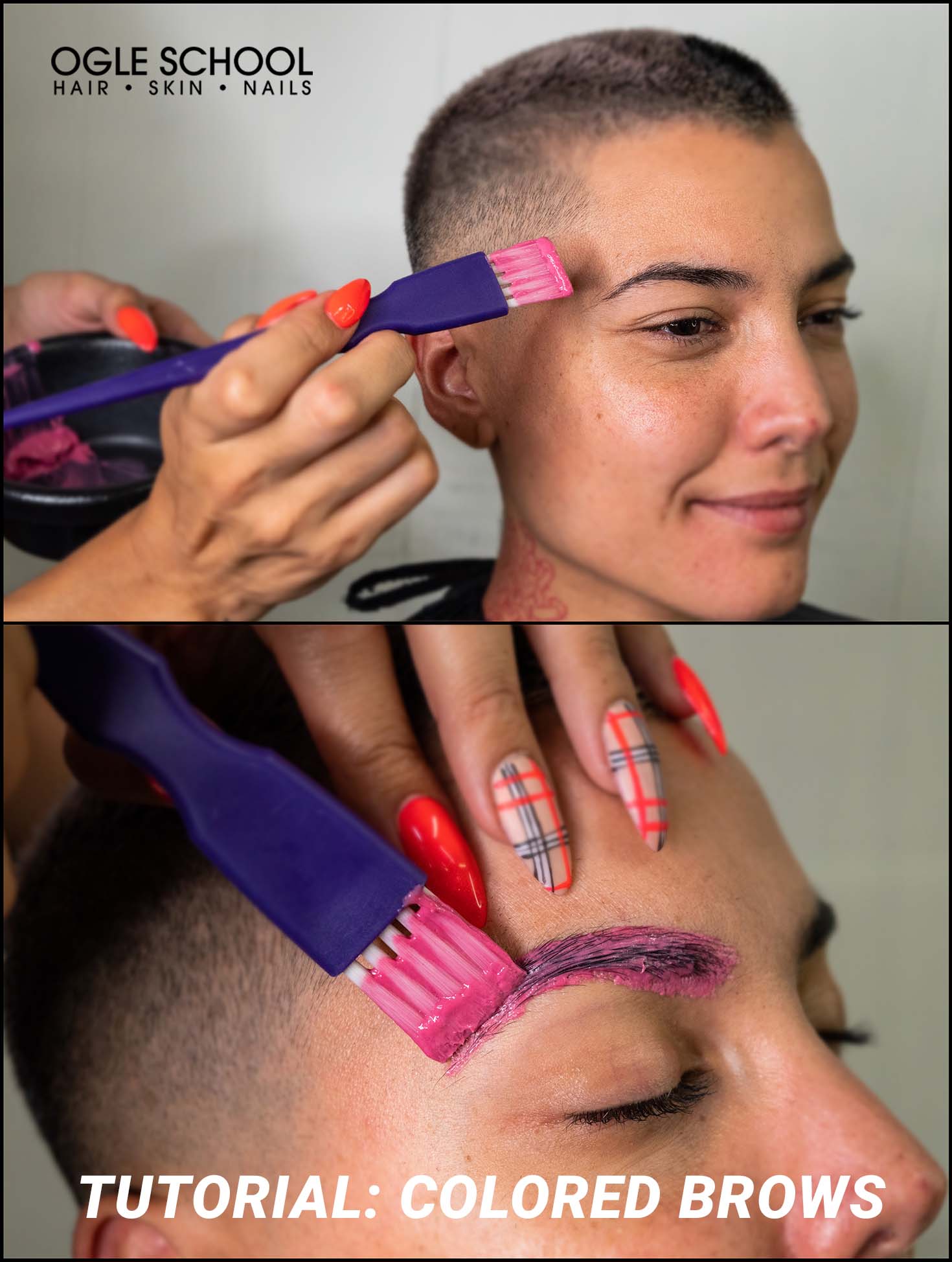 Applying the color to brows