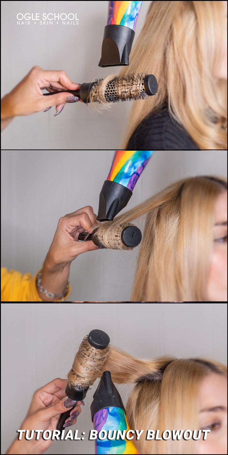 roll hair with brush