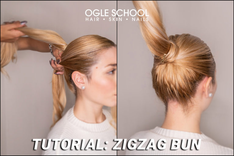 Zigzag Bun Hairstyle Tutorial Cosmetology School & Beauty School in