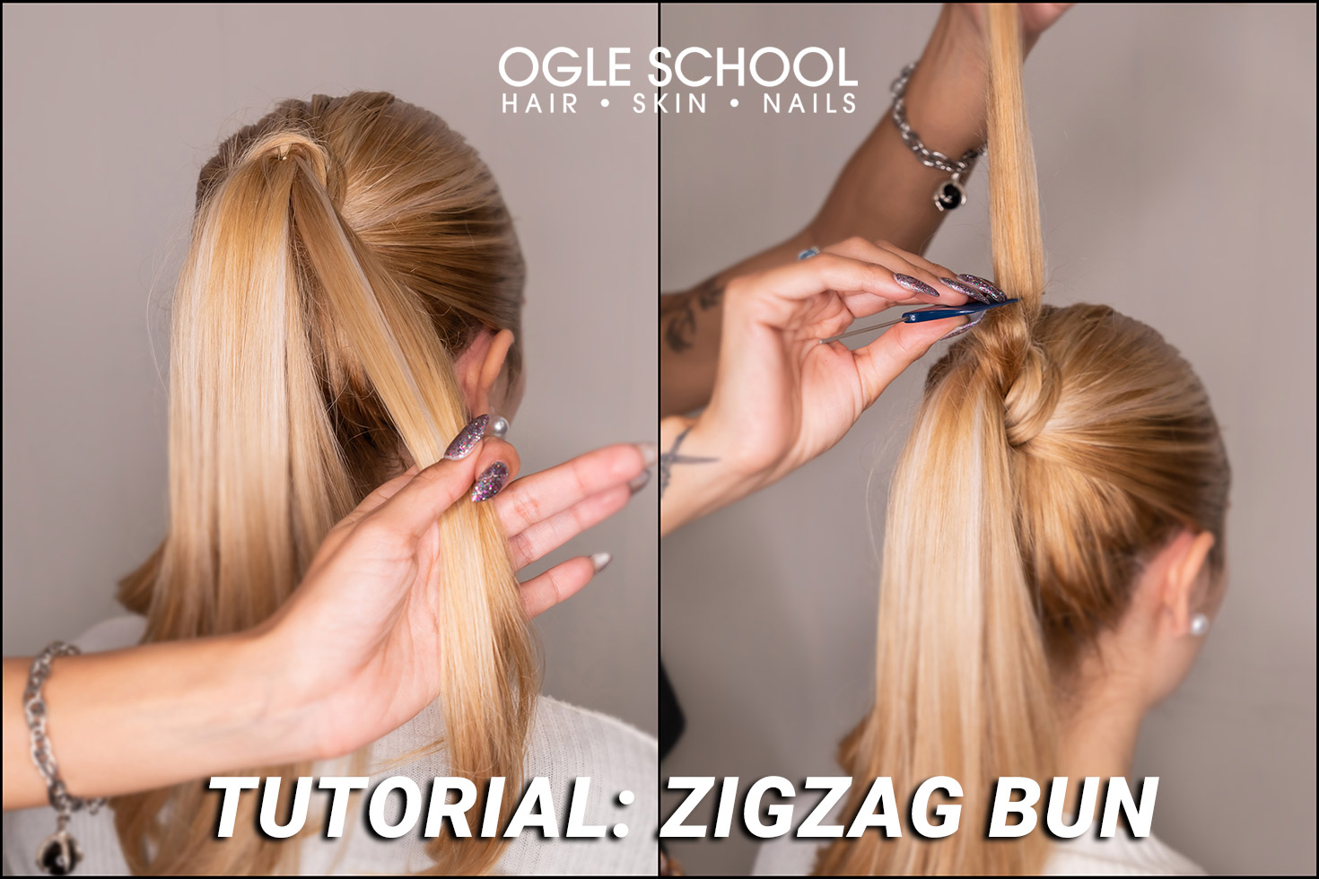 Zigzag Bun Hairstyle Tutorial - Cosmetology School & Beauty School in Texas  - Ogle School
