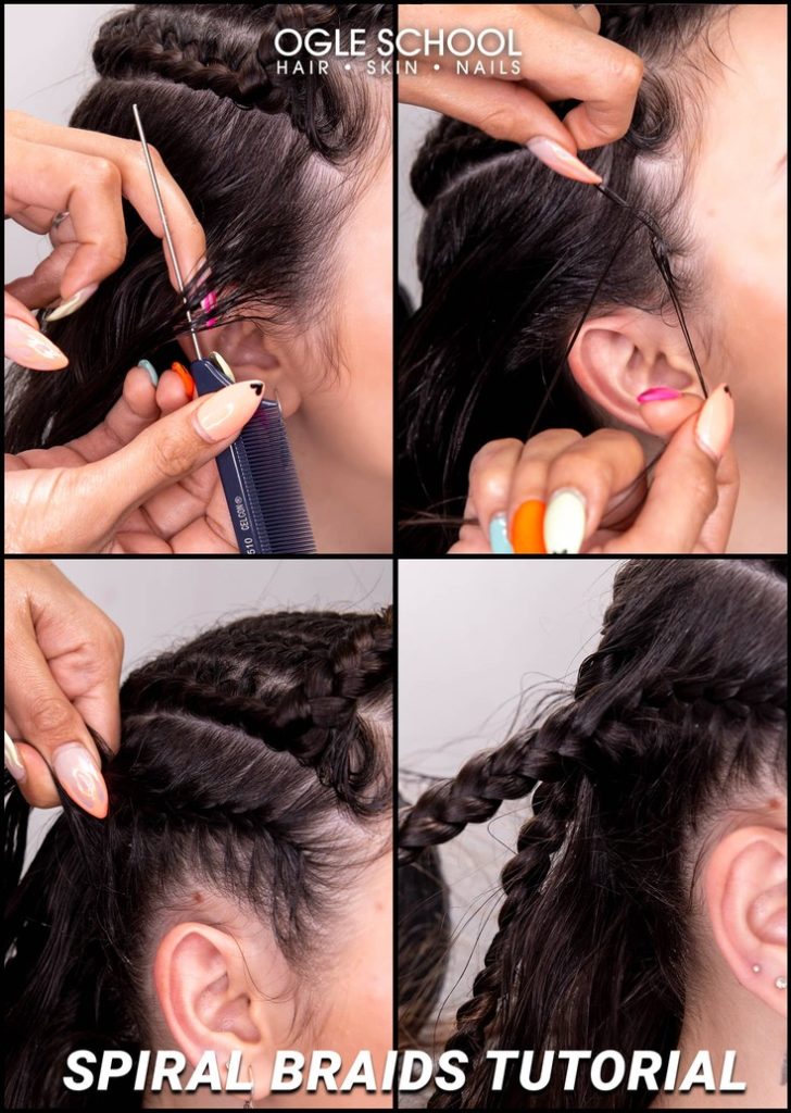 sixth braid behind right ear