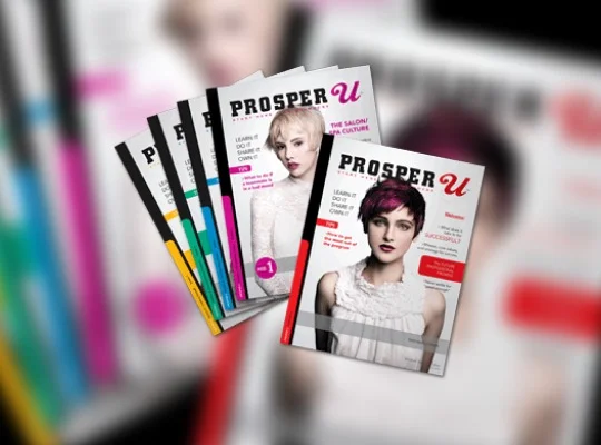 Magazines featuring model portraits on the front page with the title 'Prosper U'