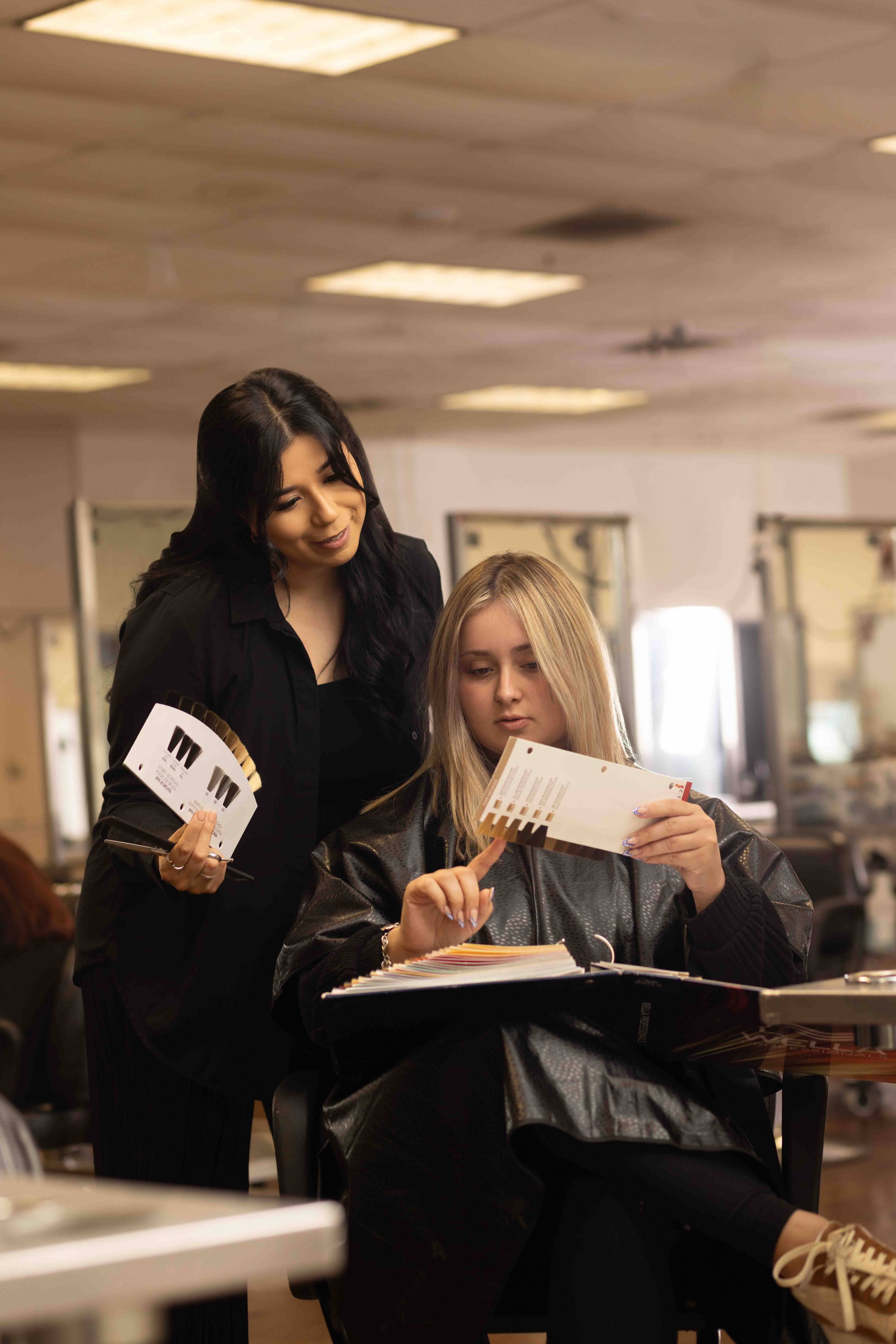 cosmetology and beauty school in Texas students performing hair services