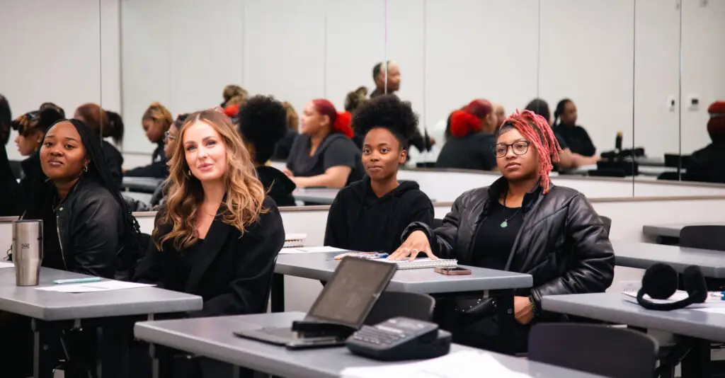 hair school student in class at Ogle school Houston Texas