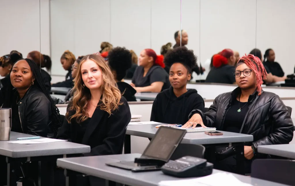 hair school student in class at Ogle school Houston Texas