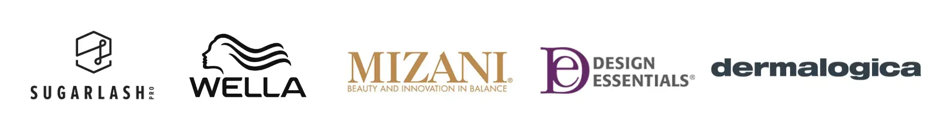 Image of Ogle school product partners - Mizani, Wella, sugarlash pro, dermalogica