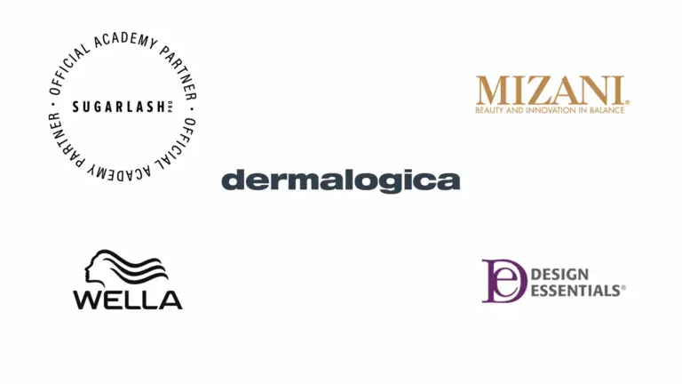Image of Ogle school product partners - Mizani, Wella, sugarlash pro, dermalogica