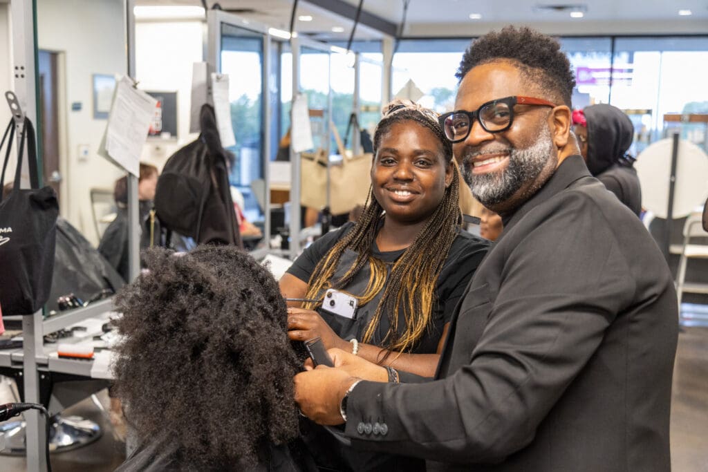 Image of ogle school student and instructor at cosmetology school in Texas